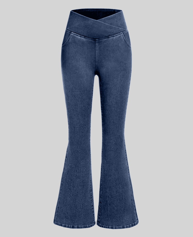 Calça Jeans de Cintura Alta Cruzada[Compre 1 Leve 2] [Pré BlackFriday 🔥]